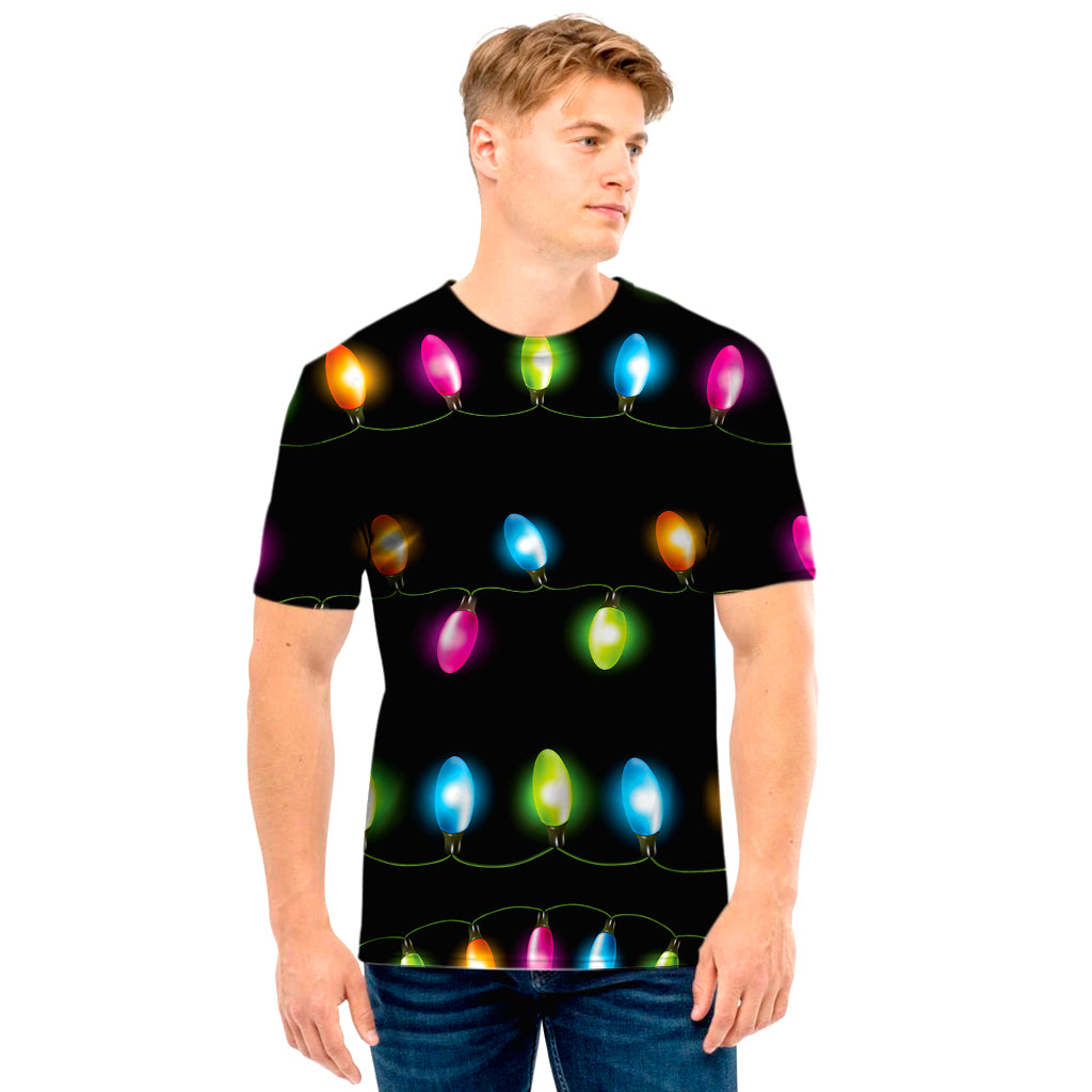 Colorful Christmas Lights Print Men's T-Shirt