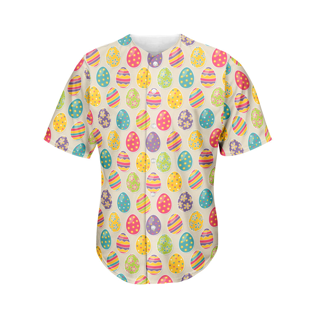 Colorful Cute Easter Eggs Pattern Print Men's Baseball Jersey