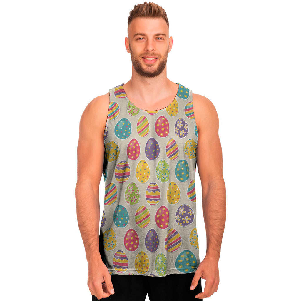 Colorful Cute Easter Eggs Pattern Print Men's Tank Top