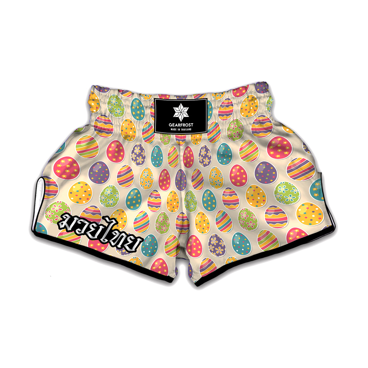 Colorful Cute Easter Eggs Pattern Print Muay Thai Boxing Shorts