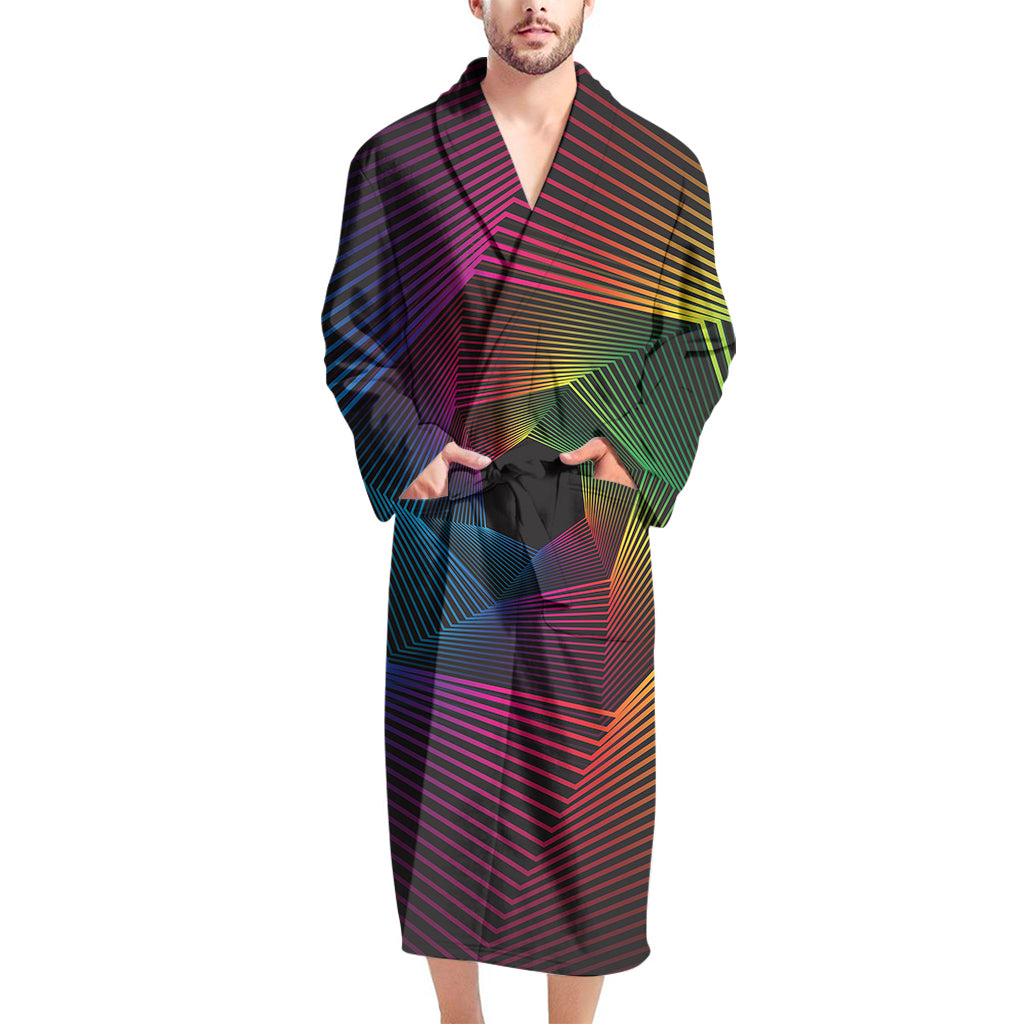 Colorful EDM Geometric Print Men's Bathrobe