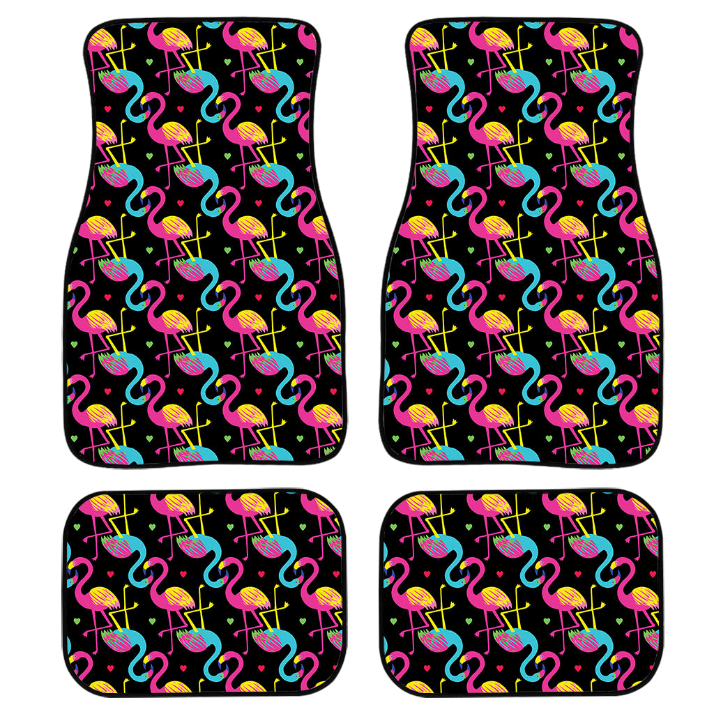 Colorful Flamingo Pattern Print Front and Back Car Floor Mats
