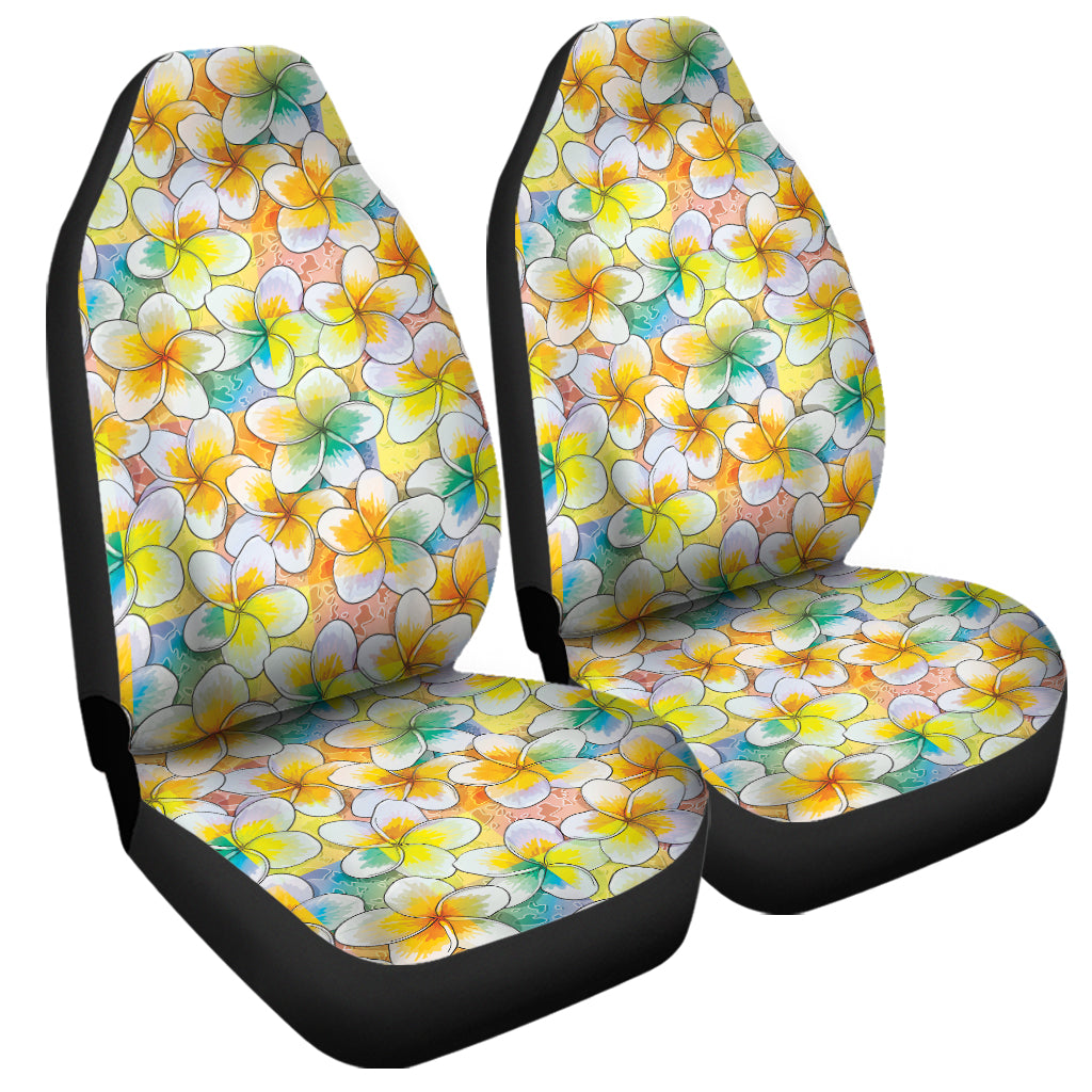 Colorful Frangipani Pattern Print Universal Fit Car Seat Covers