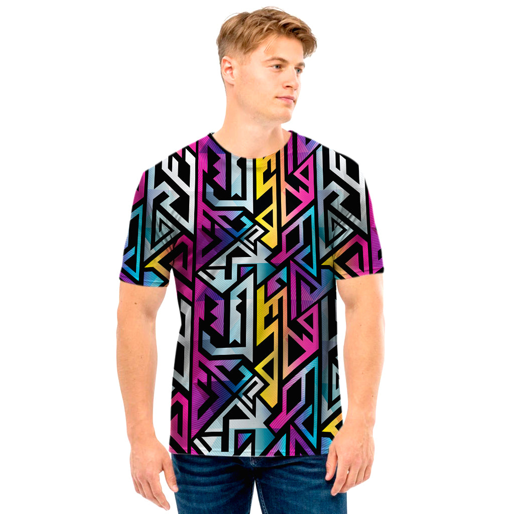 Colorful Geometric Tribal Pattern Print Men's T-Shirt