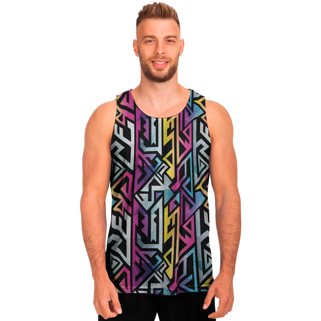 Colorful Geometric Tribal Pattern Print Men's Tank Top