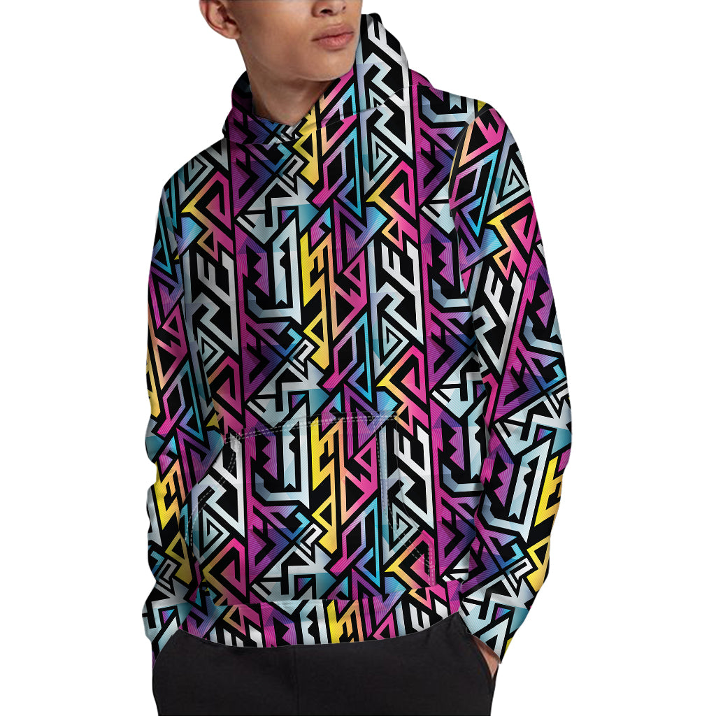 Colorful Geometric Tribal Pattern Print Pullover Hoodie