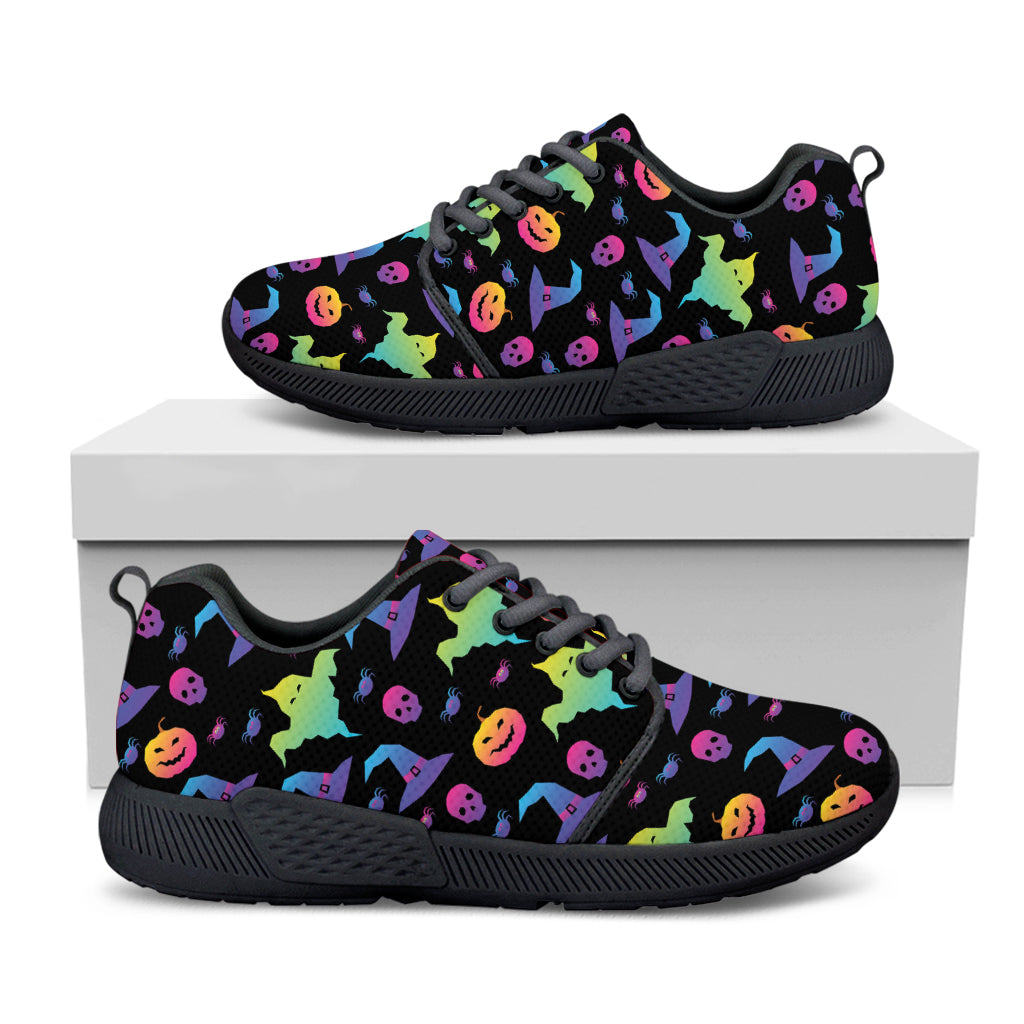 Colorful Halloween Party Pattern Print Black Athletic Shoes