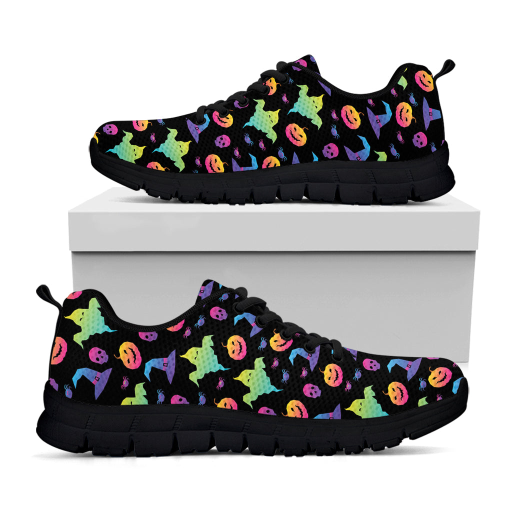 Colorful Halloween Party Pattern Print Black Sneakers