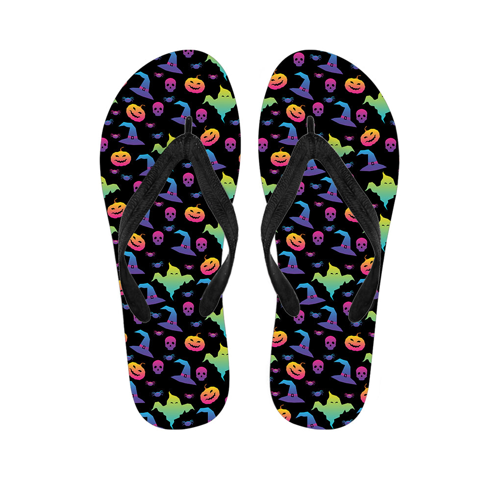 Colorful Halloween Party Pattern Print Flip Flops