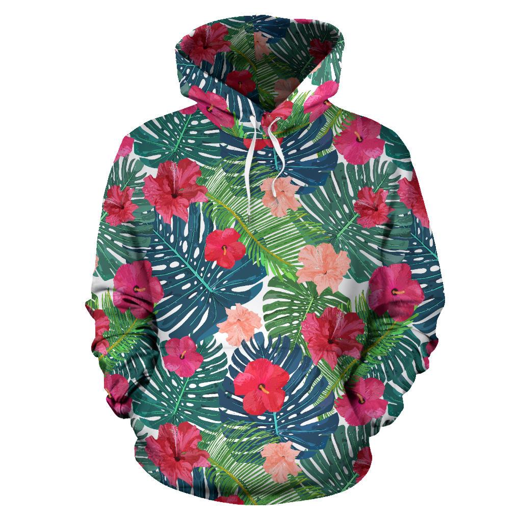 Colorful Hawaii Floral Pattern Print Pullover Hoodie