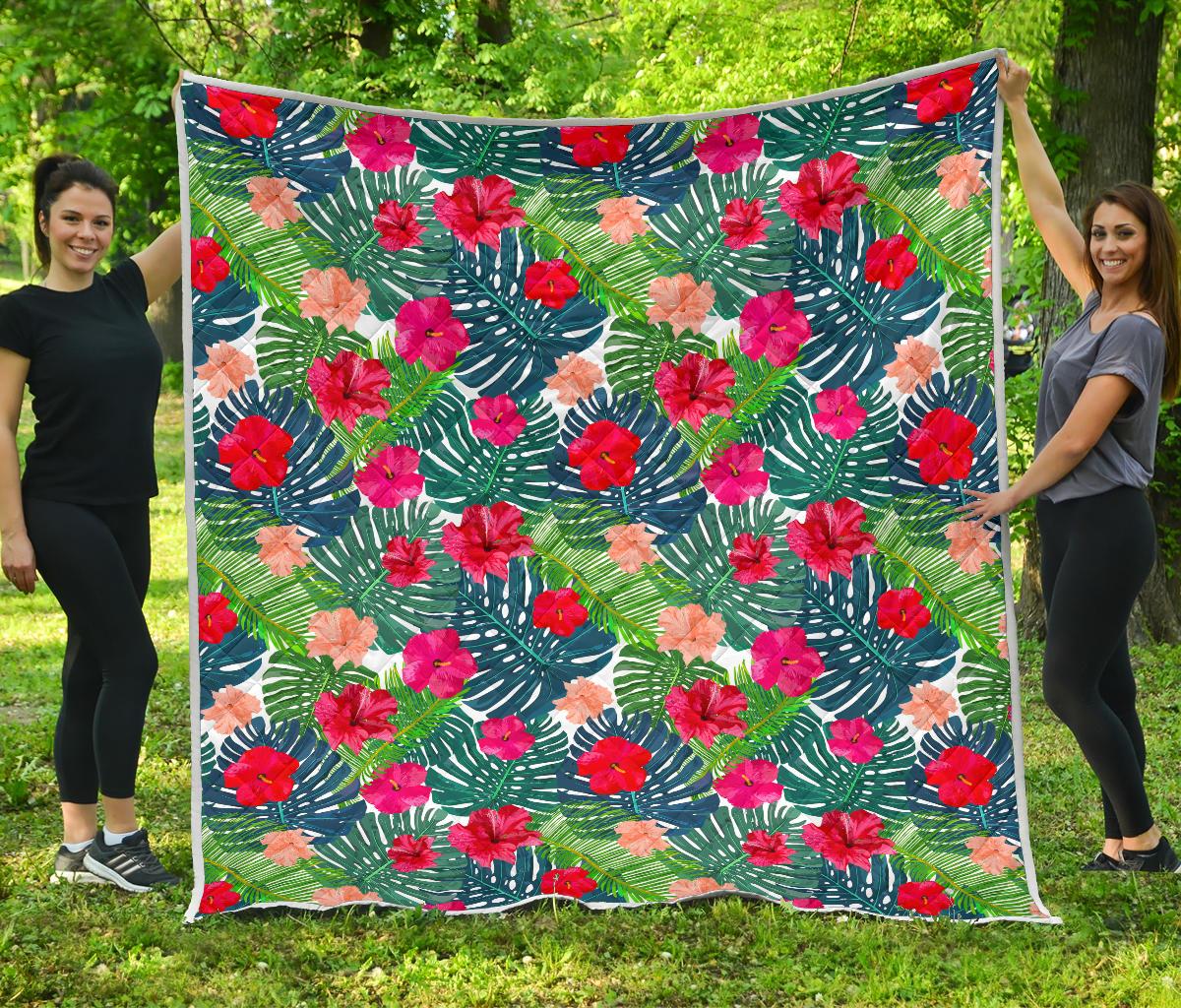 Colorful Hawaii Floral Pattern Print Quilt