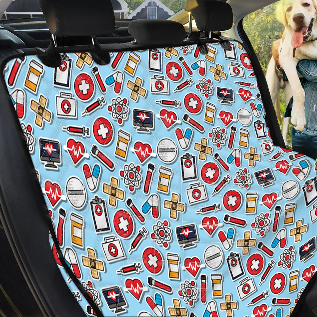 Colorful Medical Pattern Print Pet Car Back Seat Cover