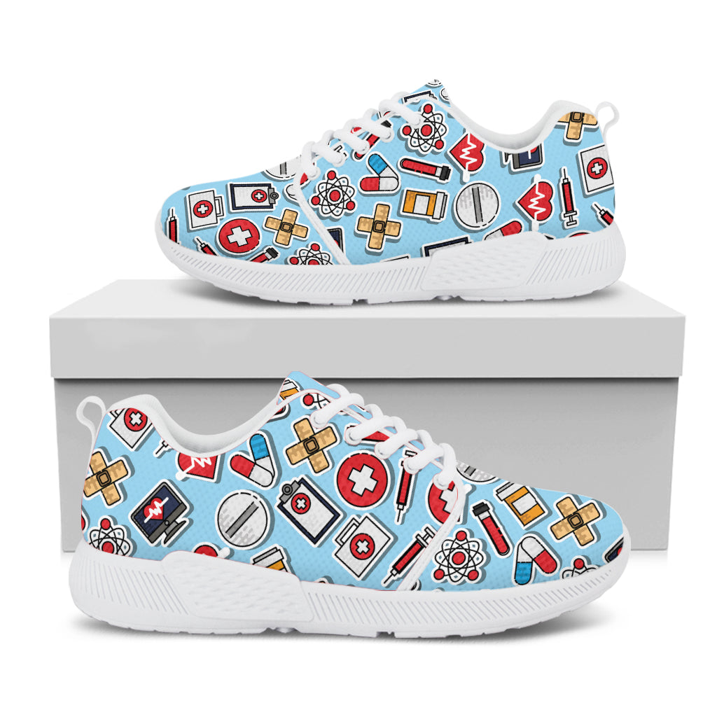 Colorful Medical Pattern Print White Athletic Shoes