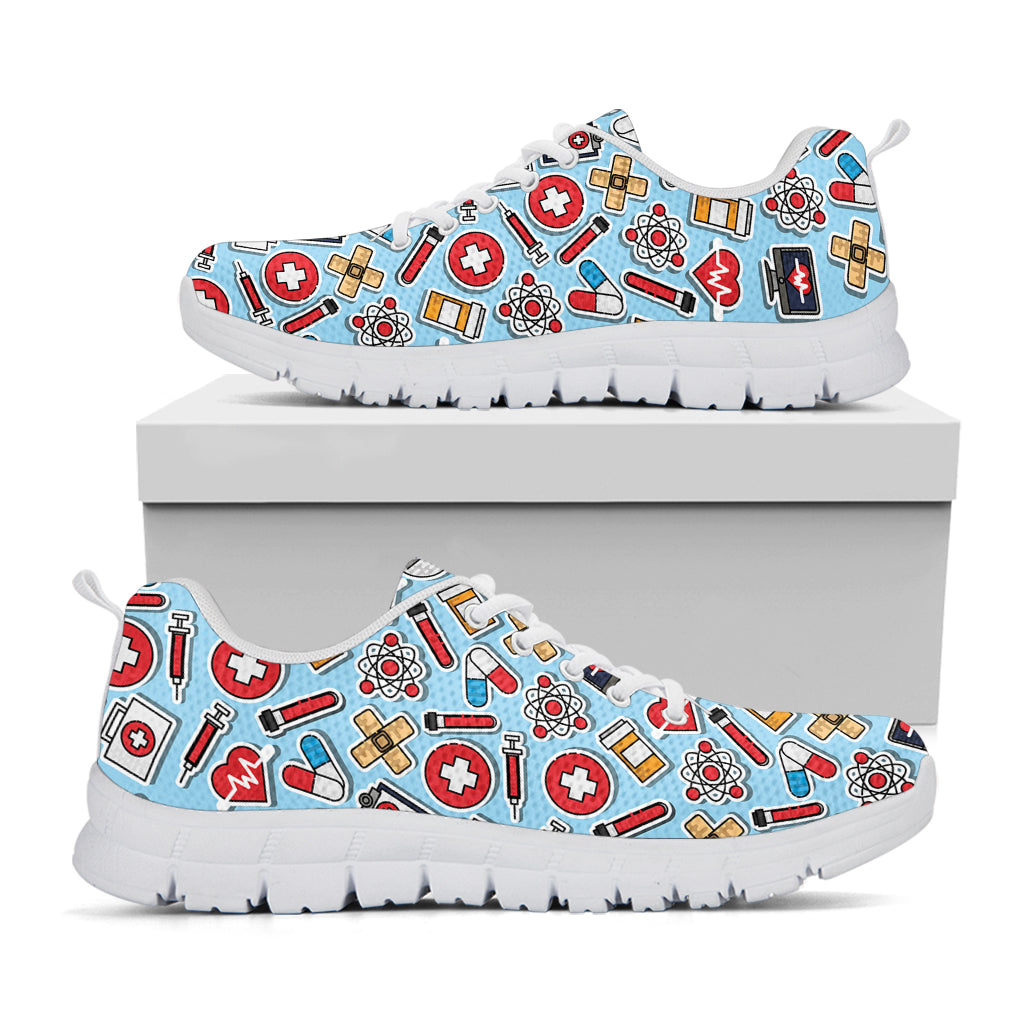 Colorful Medical Pattern Print White Sneakers