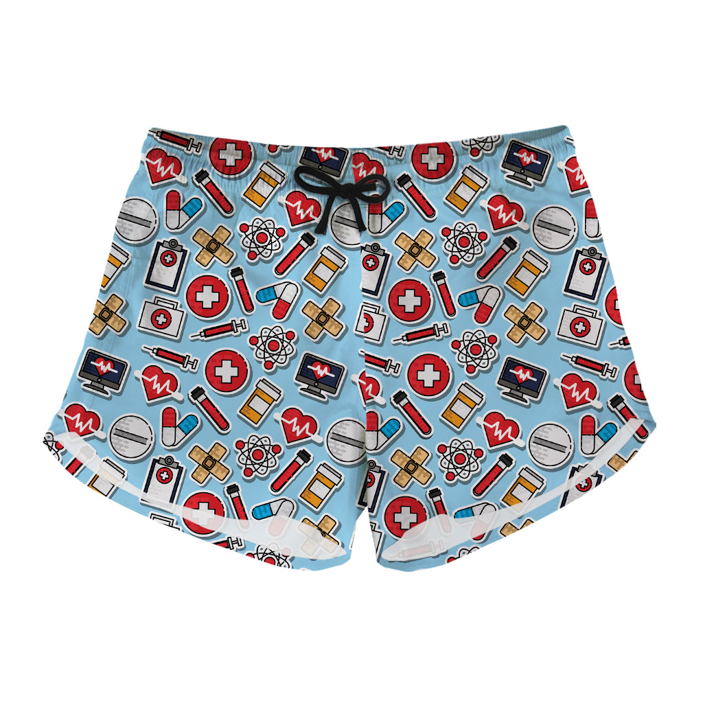 Colorful Medical Pattern Print Women's Shorts