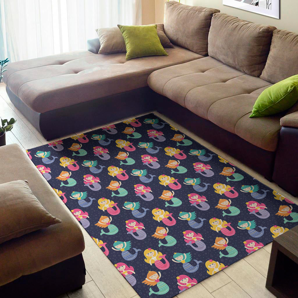 Colorful Mermaid Pattern Print Area Rug