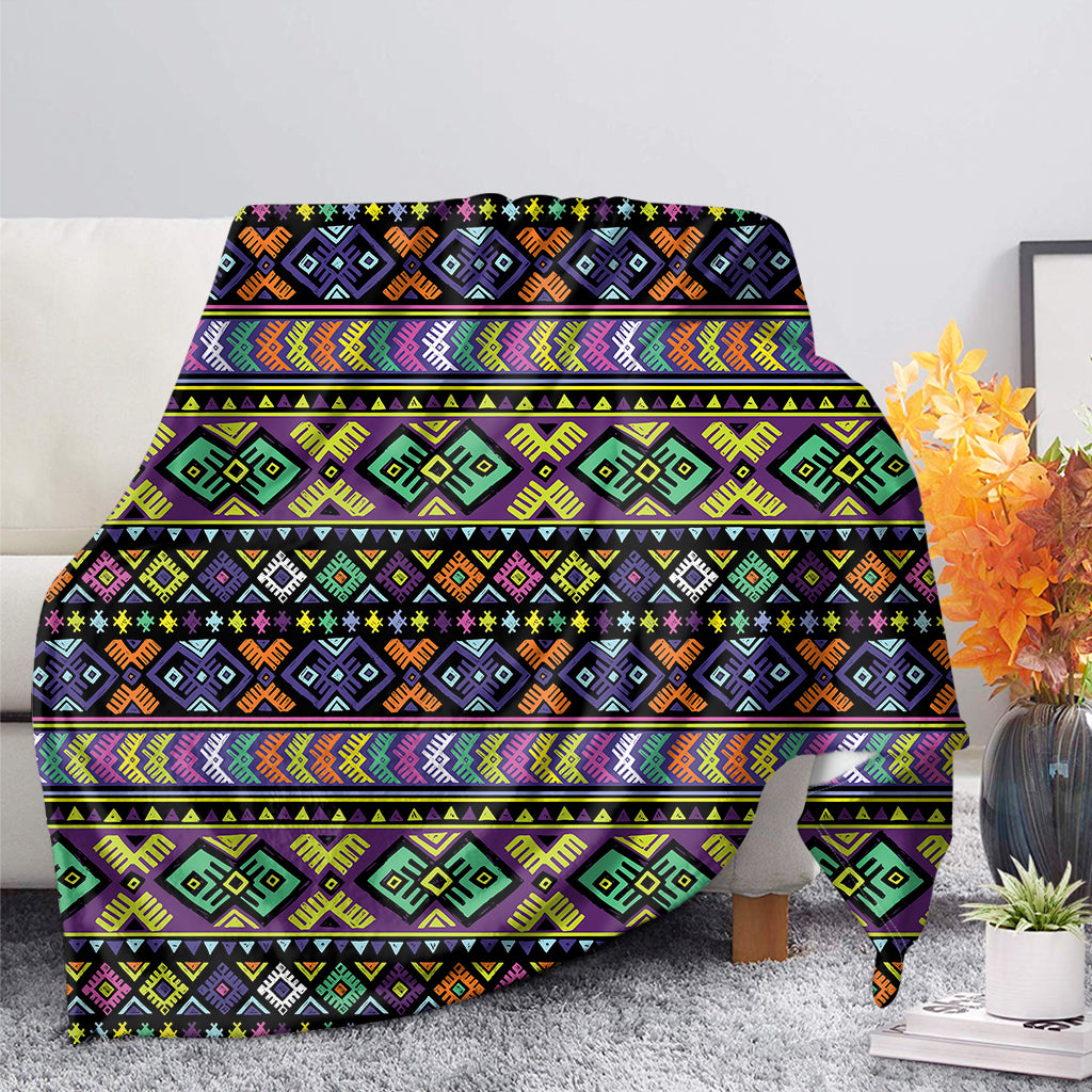 Colorful Native Navajo Tribal Print Blanket