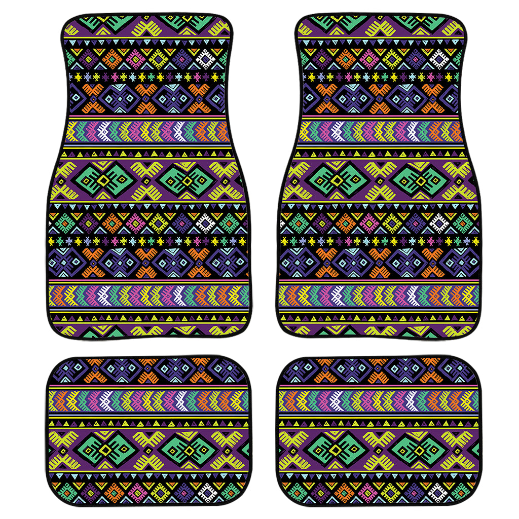 Colorful Native Navajo Tribal Print Front and Back Car Floor Mats