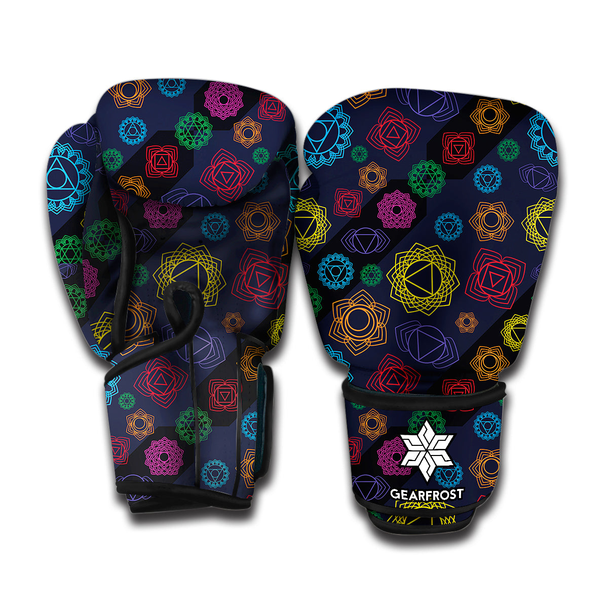 Colorful Seven Chakras Pattern Print Boxing Gloves