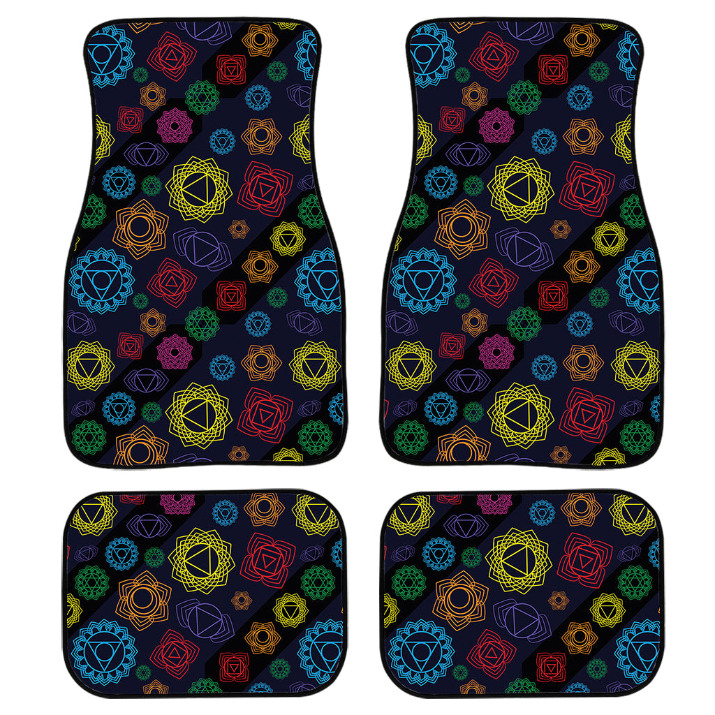 Colorful Seven Chakras Pattern Print Front and Back Car Floor Mats