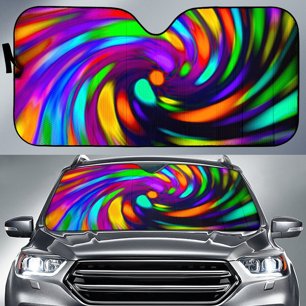 Colorful Spiral Trippy Print Car Sun Shade