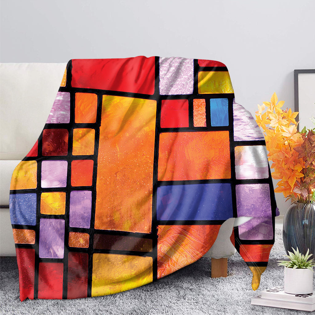 Colorful Stained Glass Mosaic Print Blanket