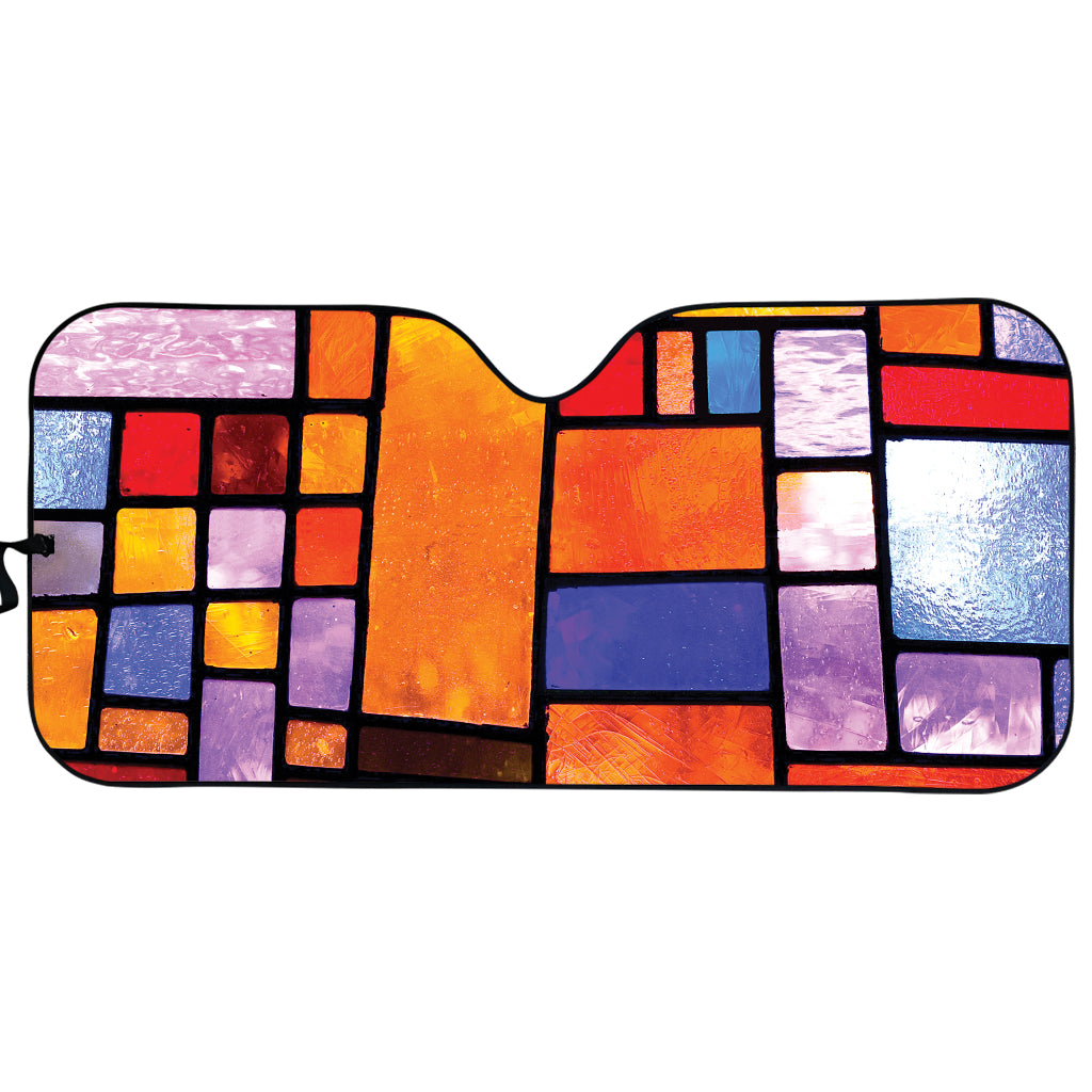 Colorful Stained Glass Mosaic Print Car Sun Shade