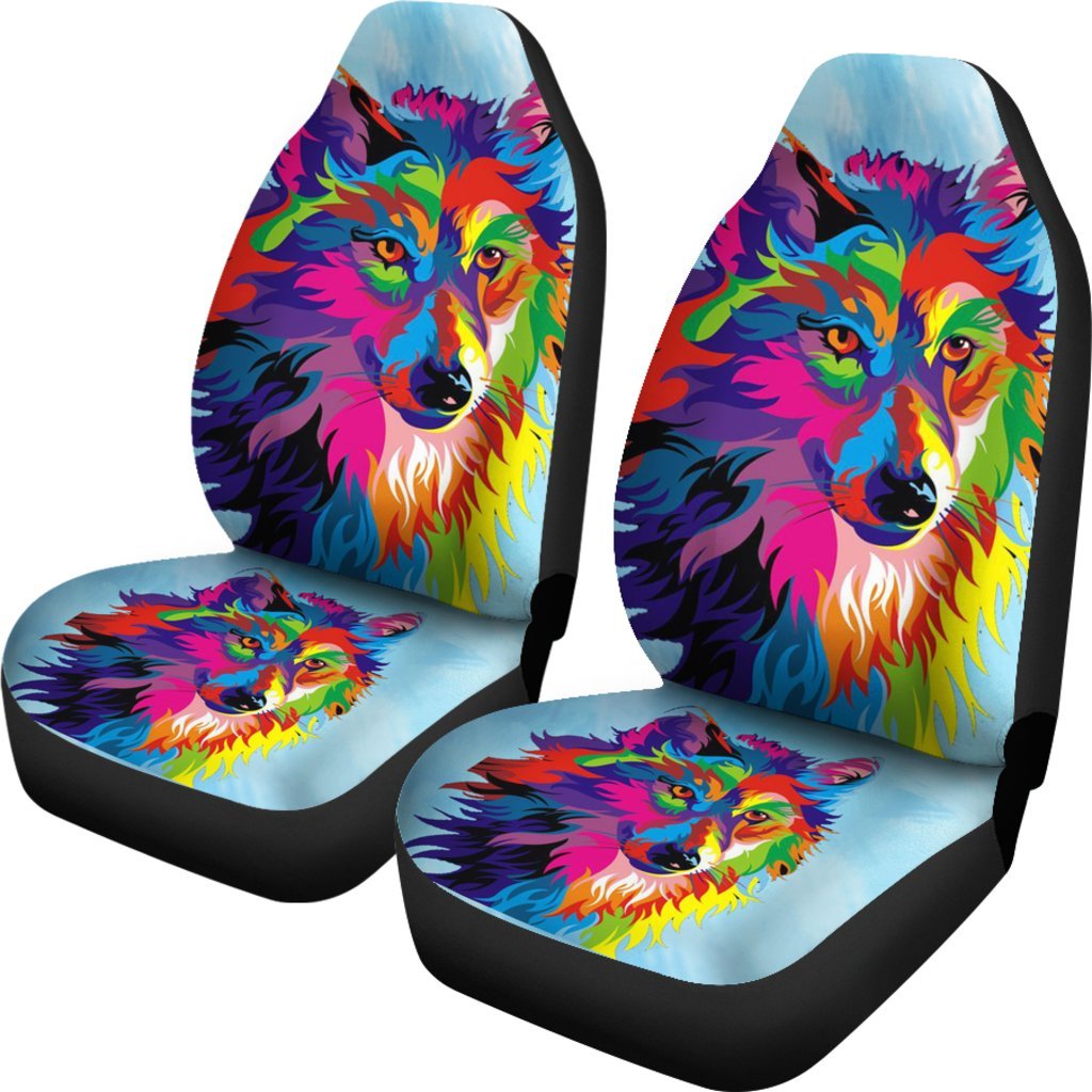 Colorful Wolf Spirit Universal Fit Car Seat Covers