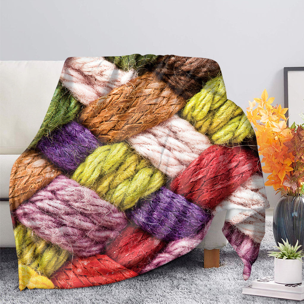 Colorful Wool Yarns Print Blanket