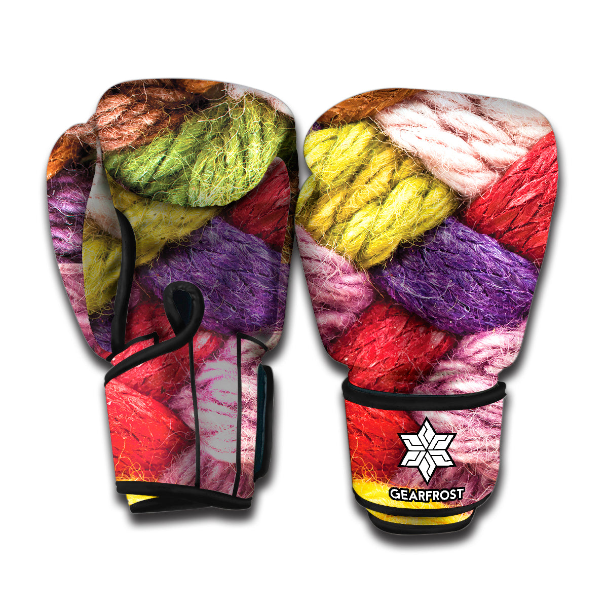Colorful Wool Yarns Print Boxing Gloves