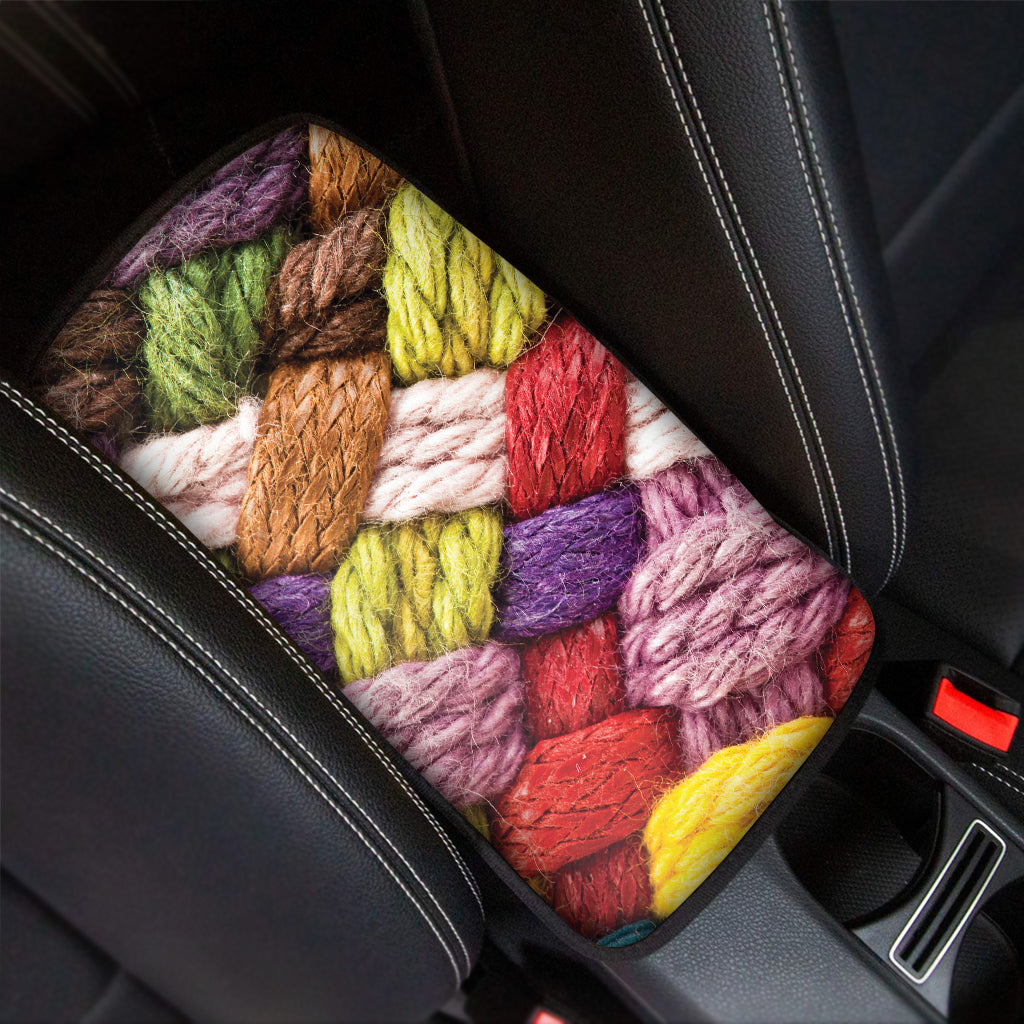 Colorful Wool Yarns Print Car Center Console Cover