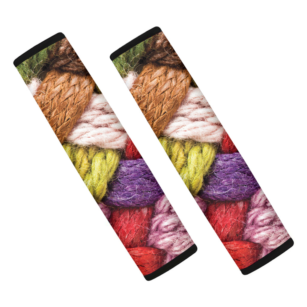 Colorful Wool Yarns Print Car Seat Belt Covers