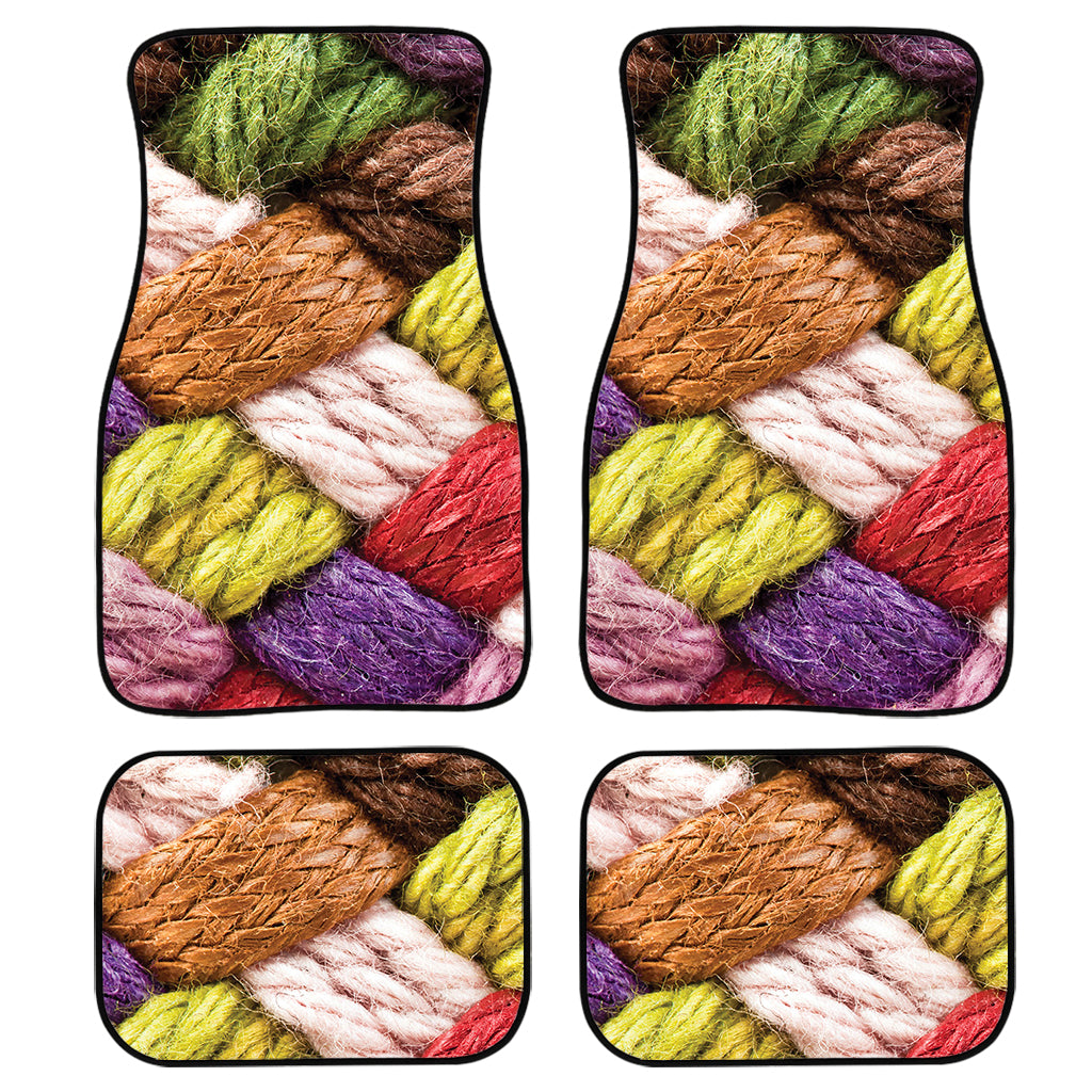 Colorful Wool Yarns Print Front and Back Car Floor Mats