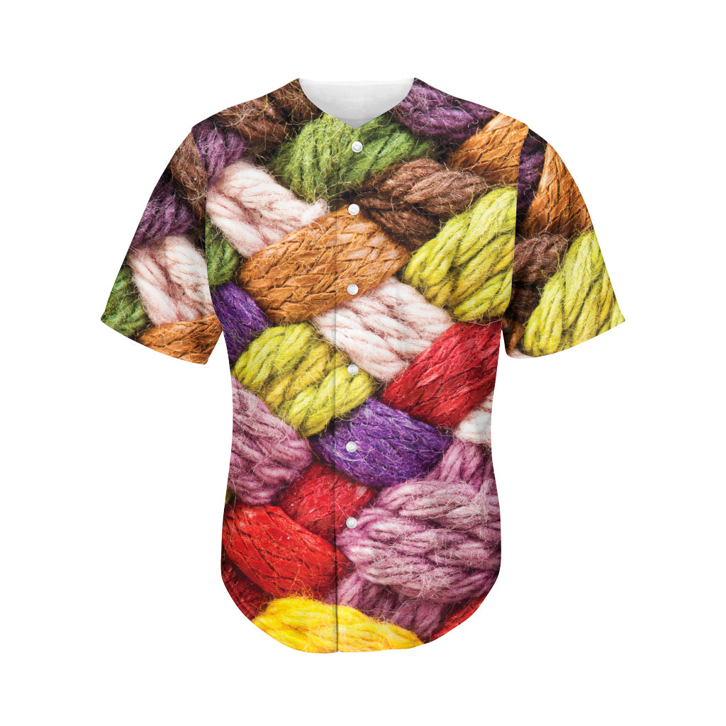 Colorful Wool Yarns Print Men's Baseball Jersey