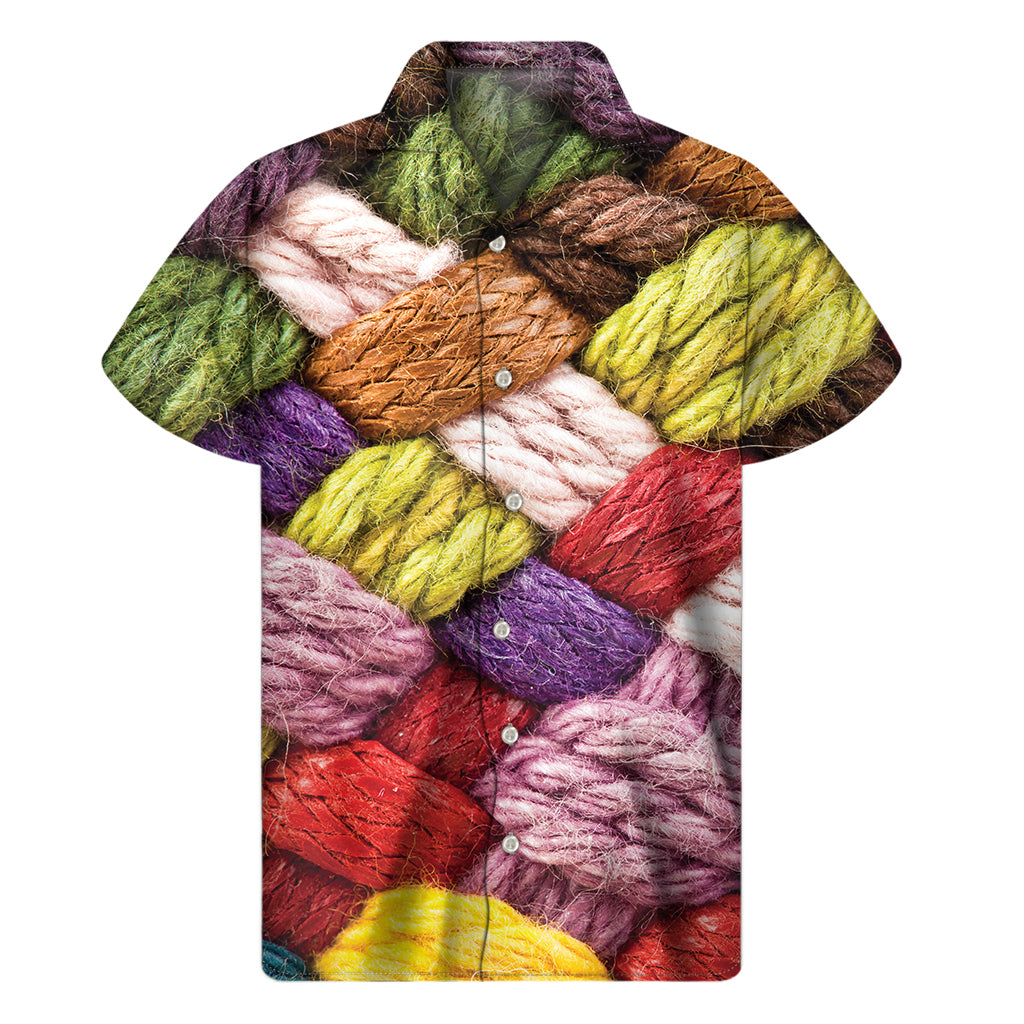 Colorful Wool Yarns Print Men's Short Sleeve Shirt