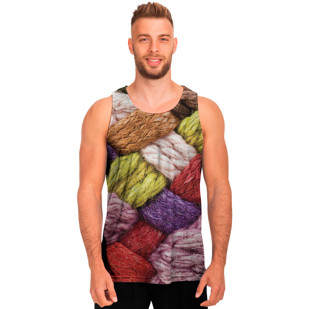 Colorful Wool Yarns Print Men's Tank Top