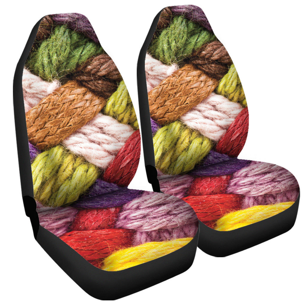 Colorful Wool Yarns Print Universal Fit Car Seat Covers