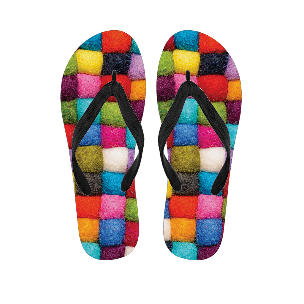 Colorful Yarn Balls Print Flip Flops