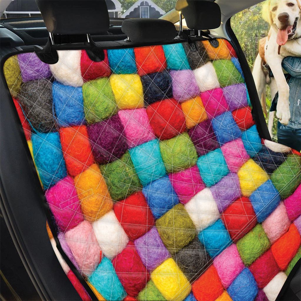 Colorful Yarn Balls Print Pet Car Back Seat Cover