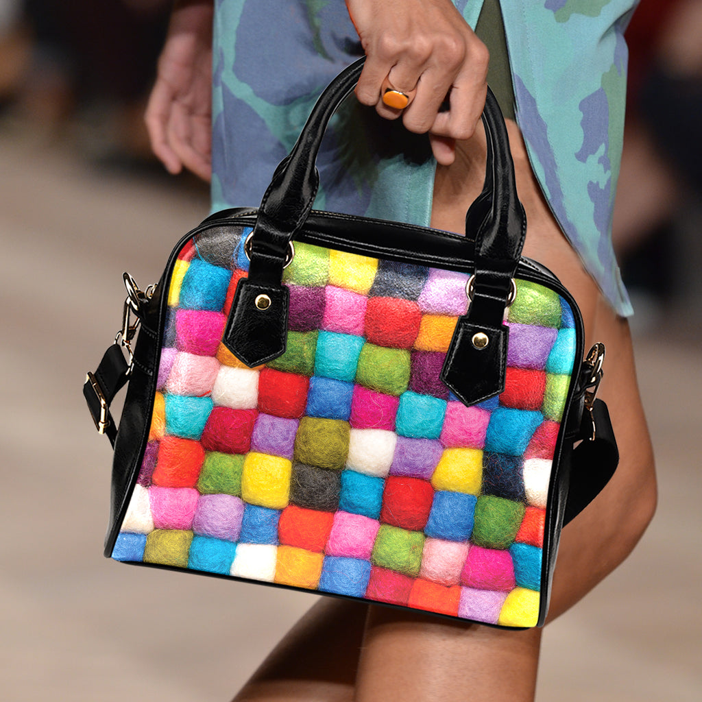 Colorful Yarn Balls Print Shoulder Handbag