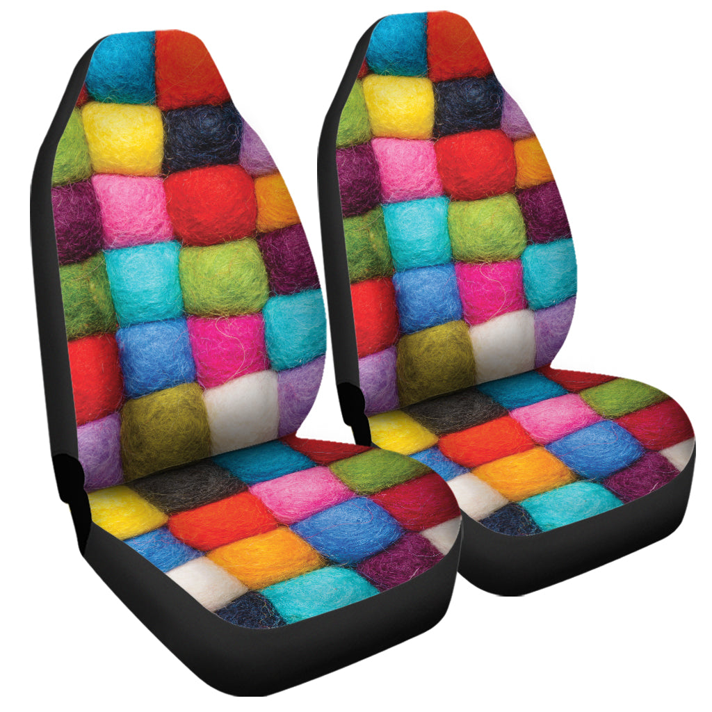 Colorful Yarn Balls Print Universal Fit Car Seat Covers