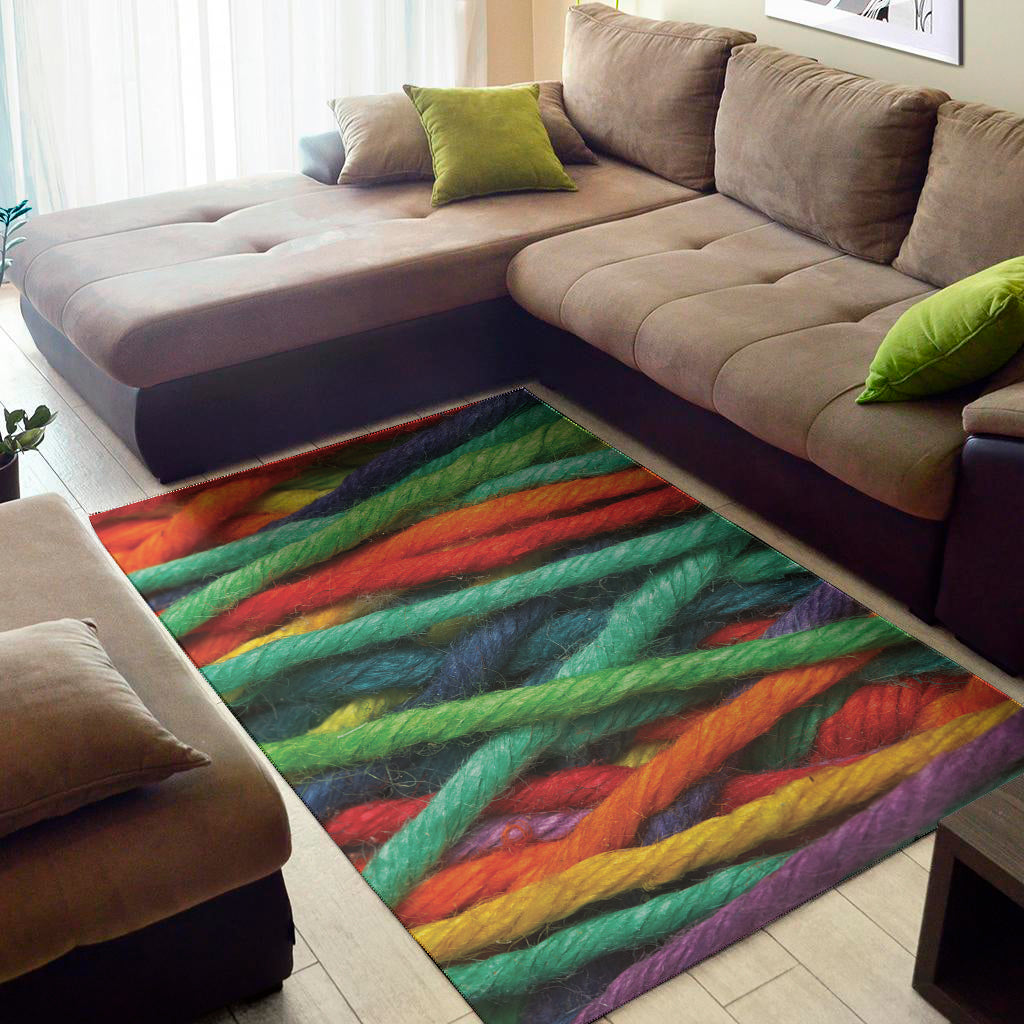 Colorful Yarn Print Area Rug