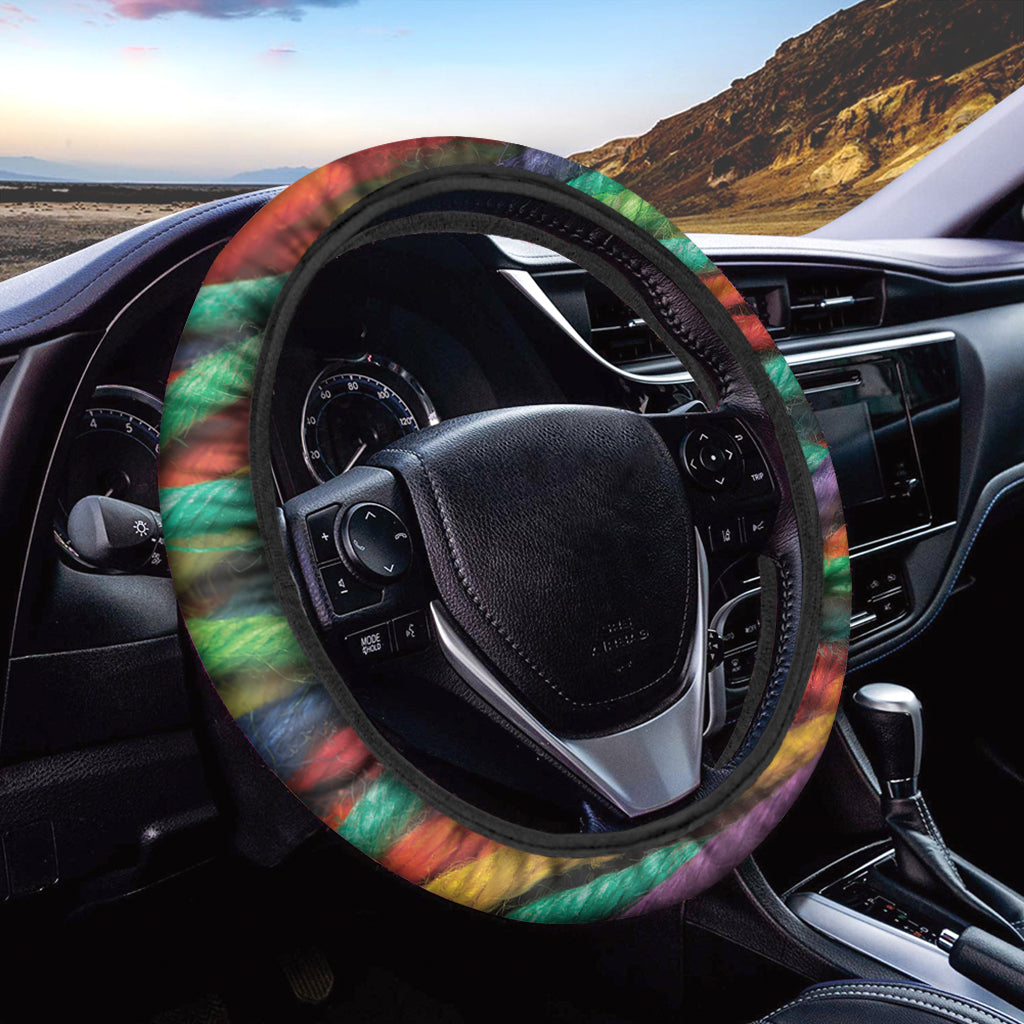 Colorful Yarn Print Car Steering Wheel Cover