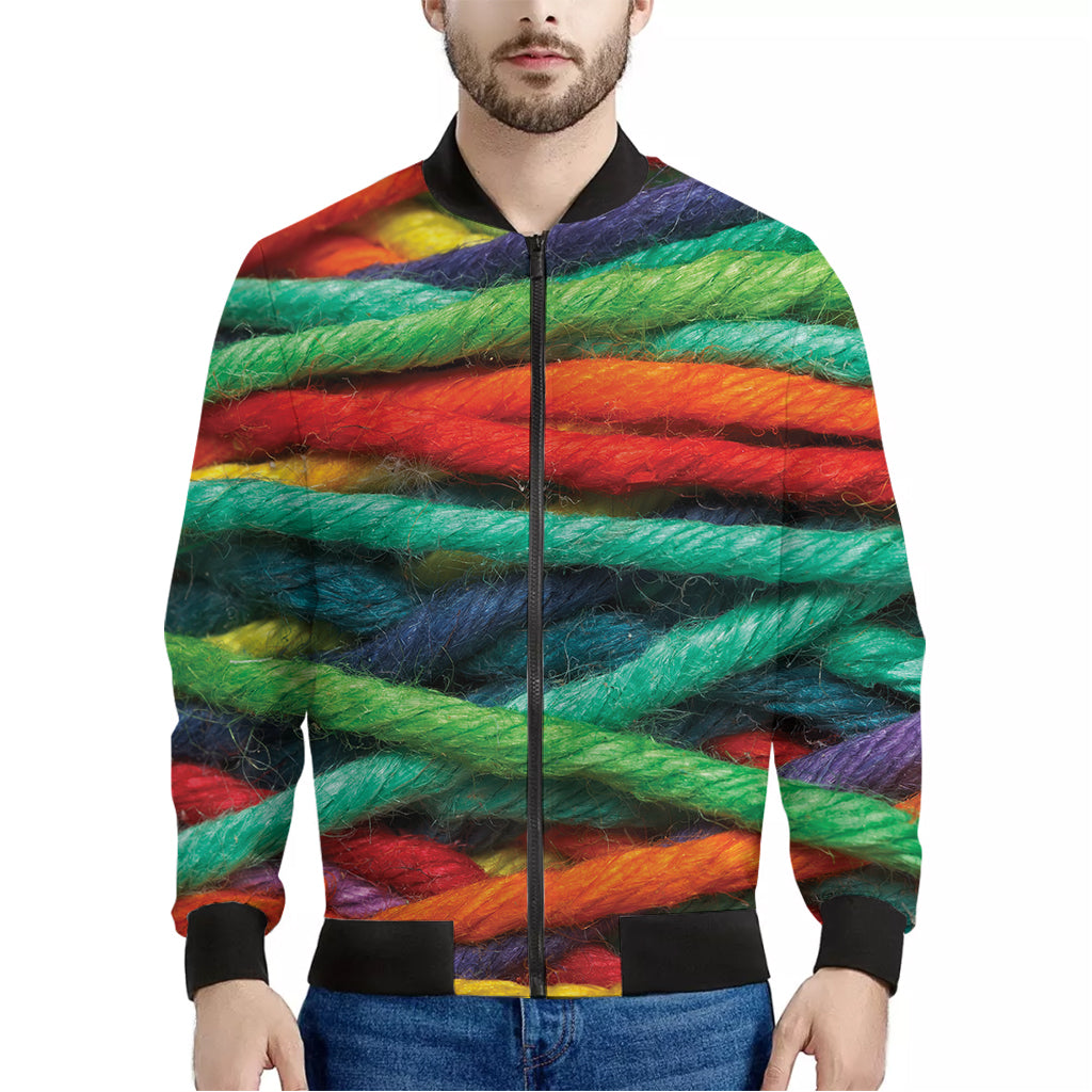 Colorful Yarn Print Men's Bomber Jacket