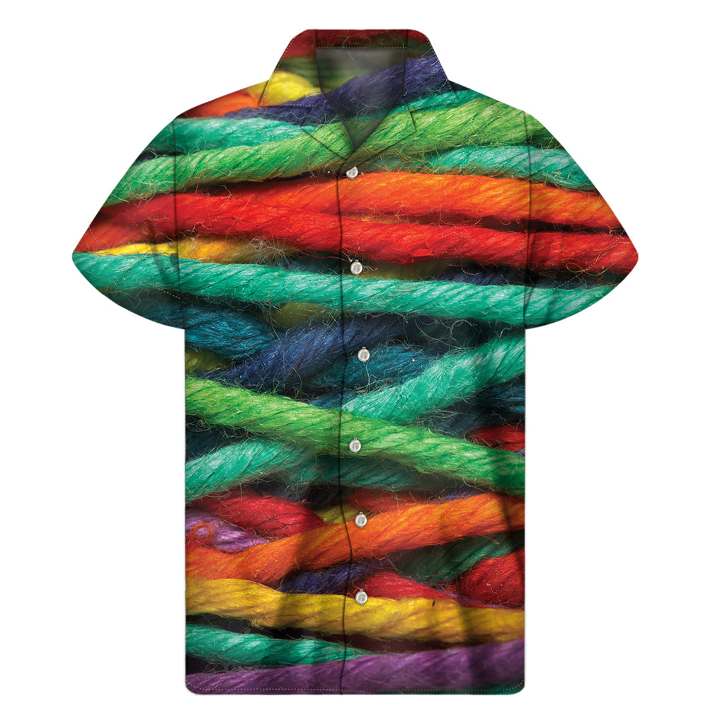 Colorful Yarn Print Men's Short Sleeve Shirt