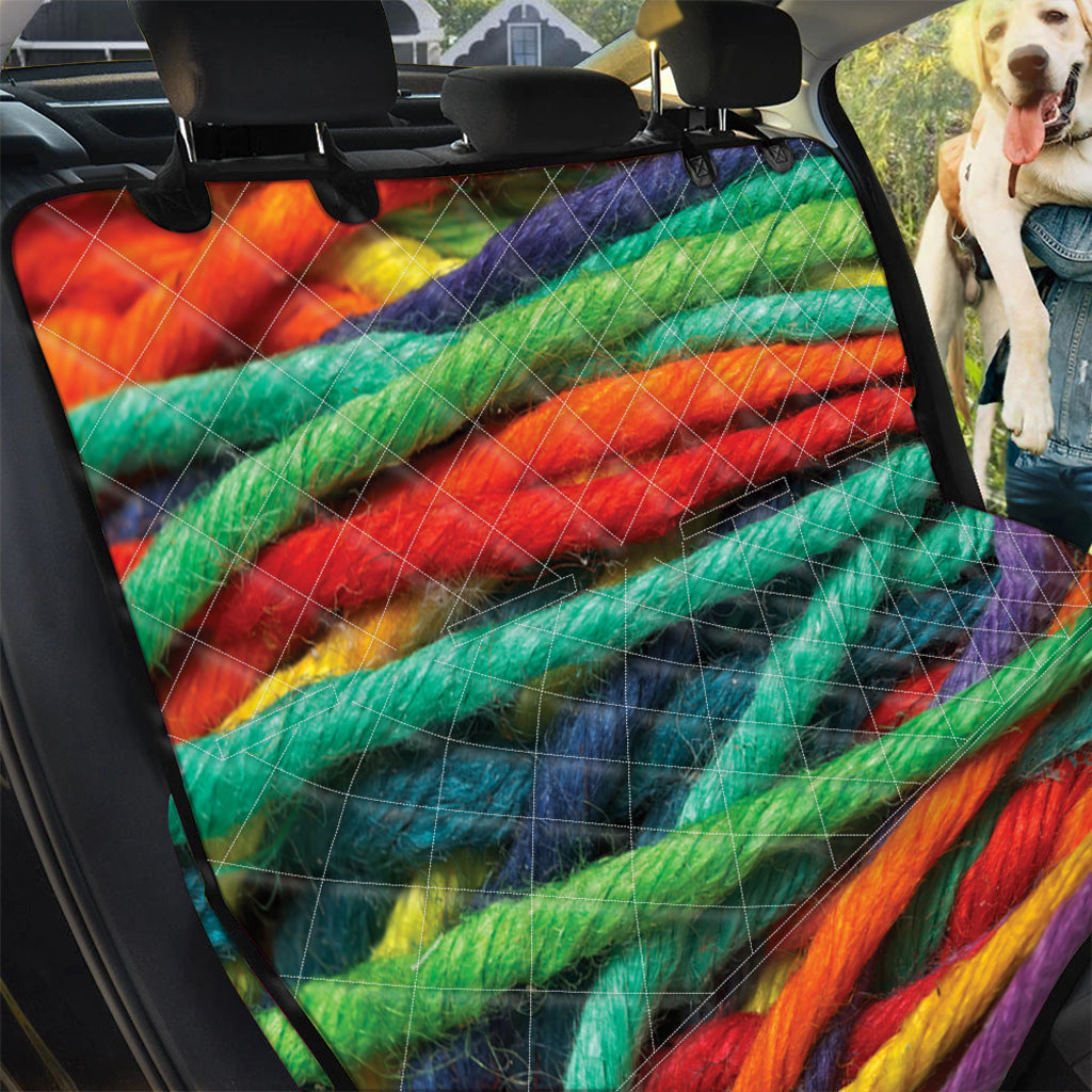 Colorful Yarn Print Pet Car Back Seat Cover