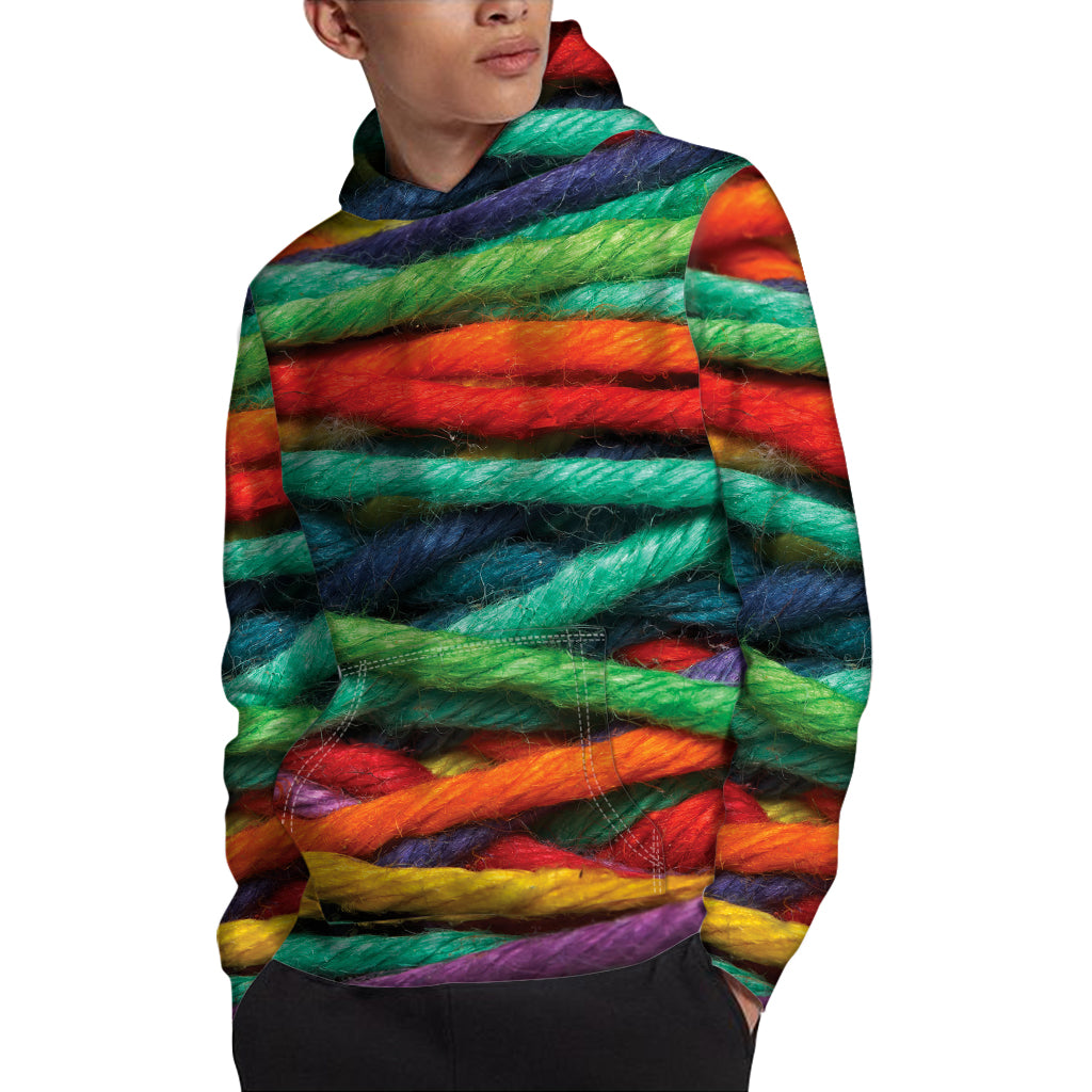 Colorful Yarn Print Pullover Hoodie