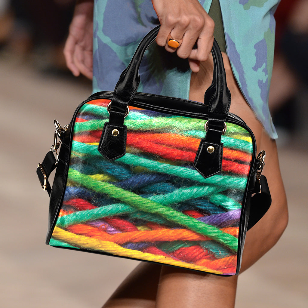 Colorful Yarn Print Shoulder Handbag