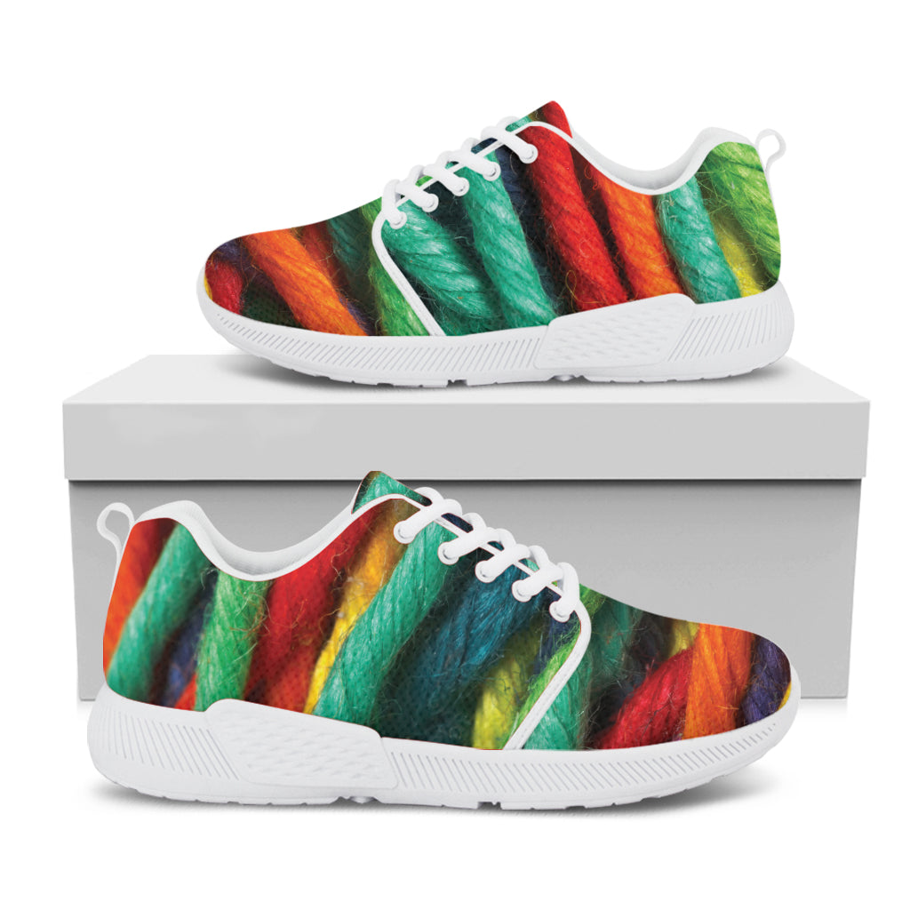 Colorful Yarn Print White Athletic Shoes