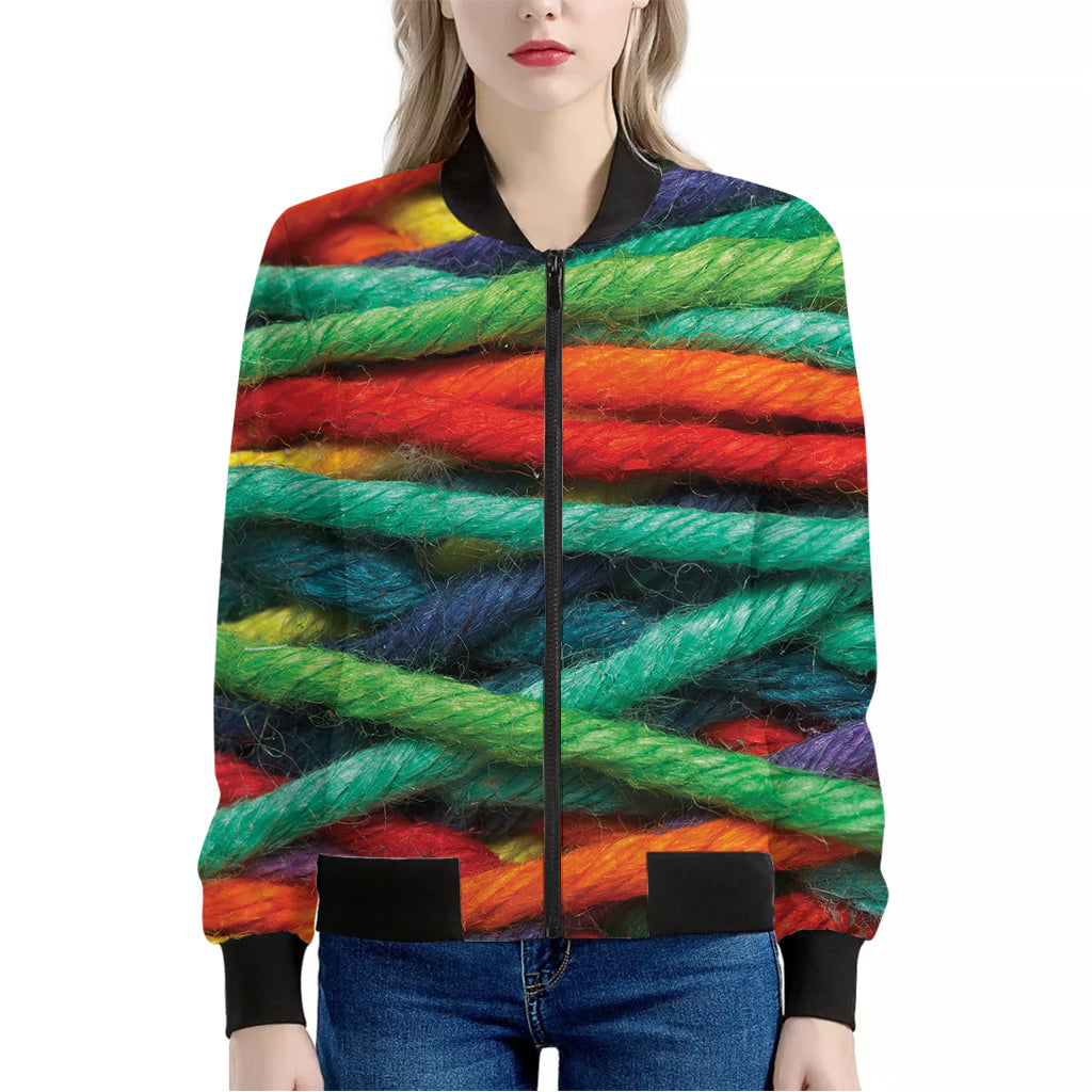 Colorful Yarn Print Women's Bomber Jacket